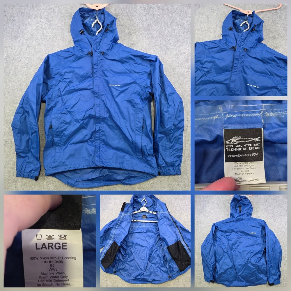 Grundens Gage Technical Gear Jacket Mens Large Hooded Waterproof Fishing Rain